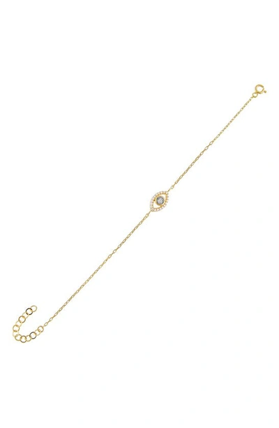 Shop Adinas Jewels Cubic Zirconia Evil Eye Pendant Bracelet In Gold