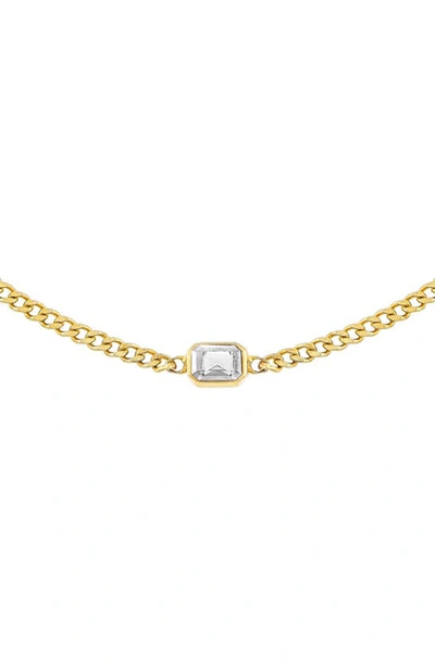 Shop Adinas Jewels Cubic Zirconia Baguette Cuban Choker Necklace In Gold