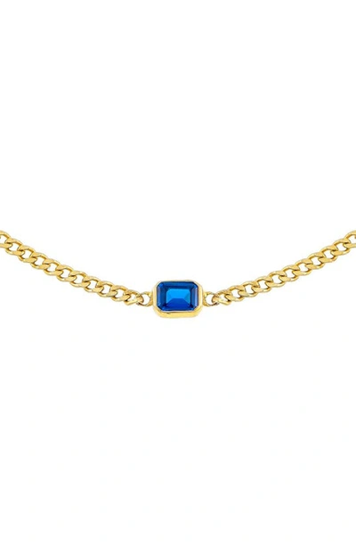 Shop Adinas Jewels Cubic Zirconia Baguette Cuban Choker Necklace In Blue