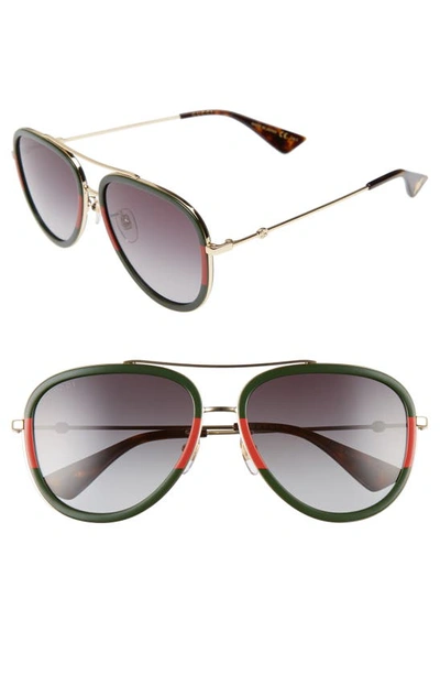 Shop Gucci 57mm Aviator Sunglasses In Medium Gold