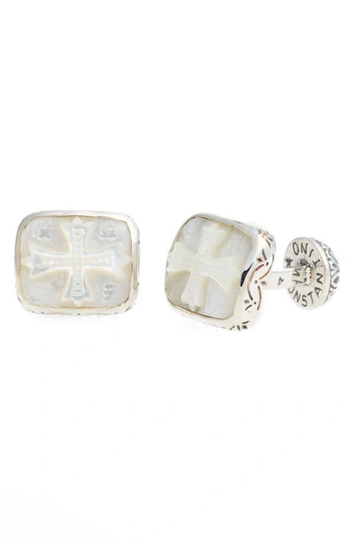 Shop Konstantino Color Classics Cuff Links In Silver/ Mother Of Pearl