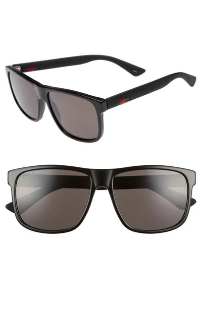 Shop Gucci 58mm Sunglasses In Black