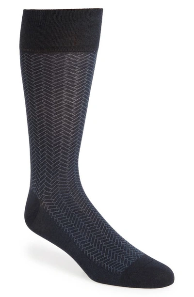 Shop Cole Haan Geometric Dress Socks In Navy