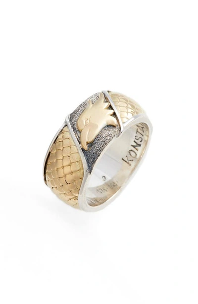 Shop Konstantino Heonos Eagle Ring In Silver/ Gold