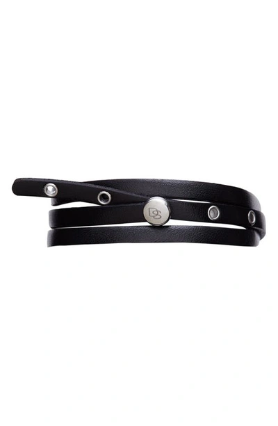 Shop Degs & Sal Leather Wrap Bracelet In Black