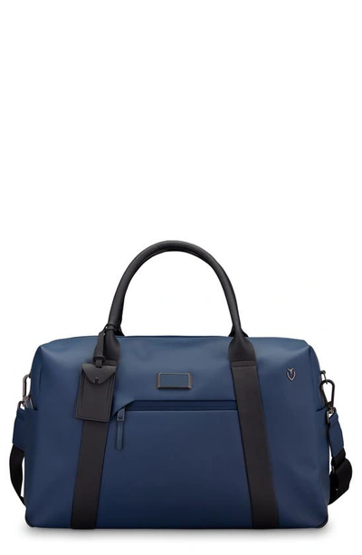 Shop Vessel Signature 2.0 Faux Leather Duffle Bag In Pebbled Navy/ Black