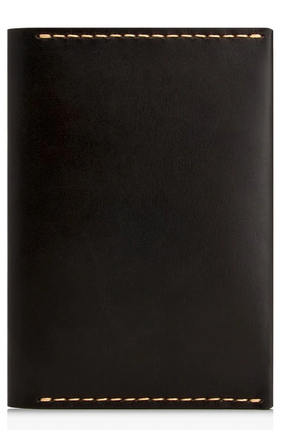 Shop Ezra Arthur Leather Passport Wallet In Jet Top Stitch