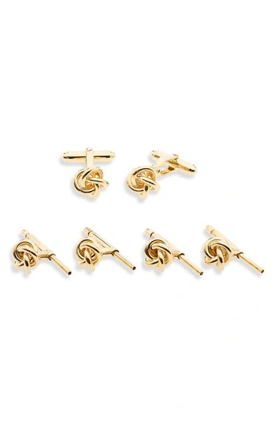 Shop David Donahue Knot Cuff Link & Stud Set In Gold