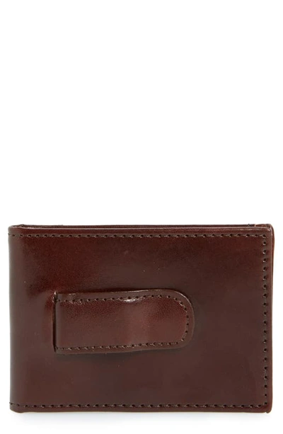 Shop Johnston & Murphy Leather Money Clip Wallet In Brown