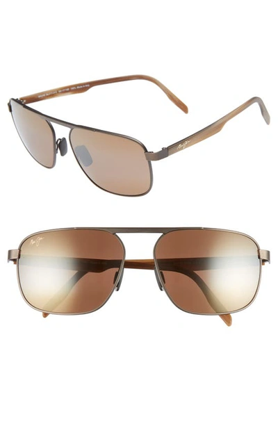 Shop Maui Jim Waihe'e Ridge 60mm Polarized Sunglasses In Brushed Chocolate/ Bronze