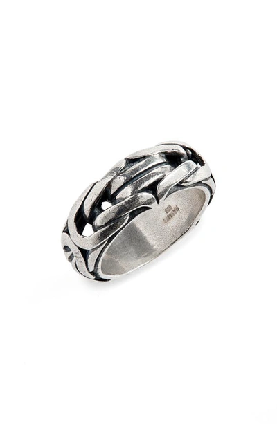 Shop John Varvatos Chain Ring In Metallic Silver