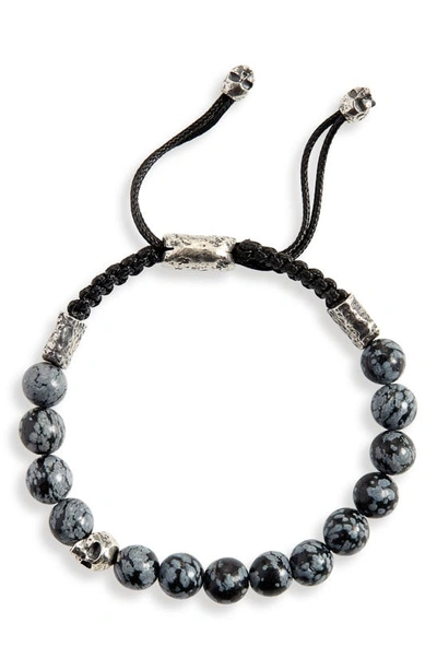 Shop John Varvatos Skull Bead Bracelet In Grey