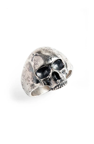 Shop John Varvatos Skull Ring In Metallic Silver