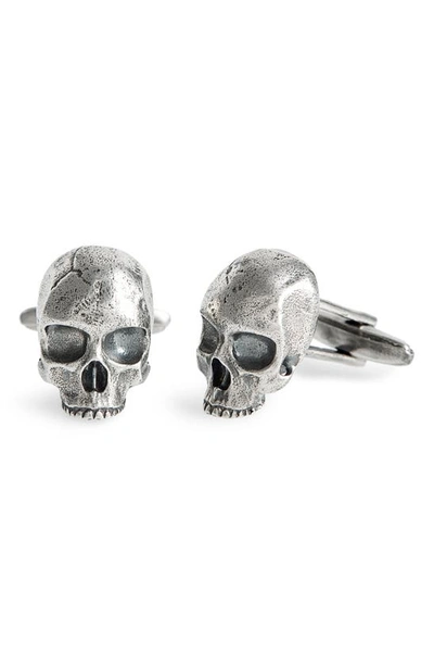 Shop John Varvatos Skull Cuff Links In Metallic Silver