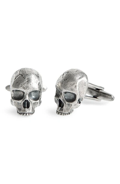 John Varvatos Collection Men's Sterling Silver Skull Cufflinks In Metallic Silver