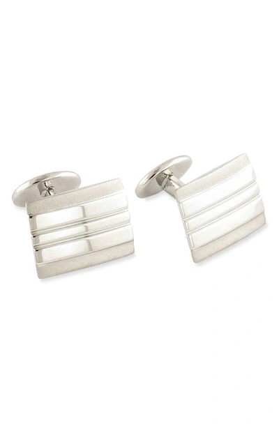 Shop David Donahue Sterling Silver Cuff Links In Silver Rectangle