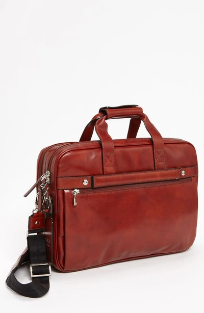 Shop Bosca Double Compartment Leather Briefcase In Cognac