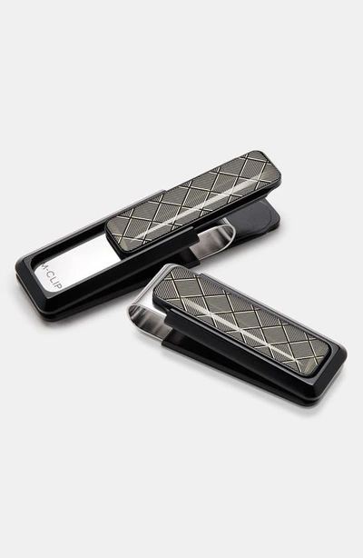 Shop M-clipr Ultralight Money Clip In Black/ Herringbone