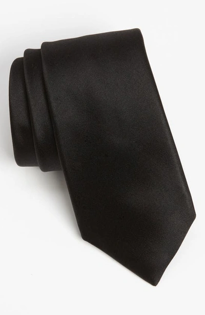 Shop David Donahue Woven Silk Tie In Black