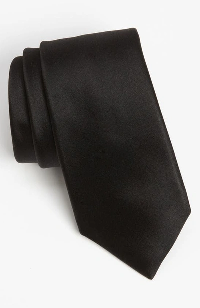 David Donahue Woven Silk Tie In Black
