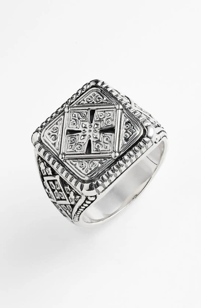 Shop Konstantino 'classics' Cross Square Ring In Silver