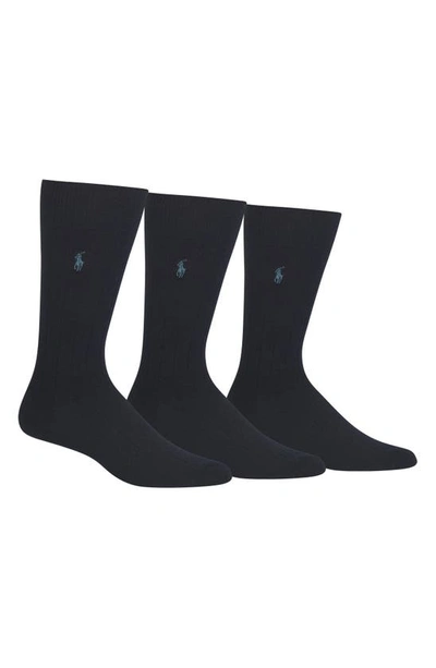 Shop Polo Ralph Lauren 3-pack Crew Socks In Navy
