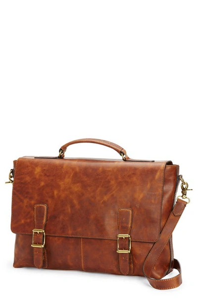 Shop Frye Logan Leather Briefcase In Cognac