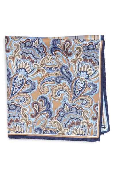 Shop Nordstrom Men's Shop Shop 'three Panel' Silk Pocket Square In Brown/blue