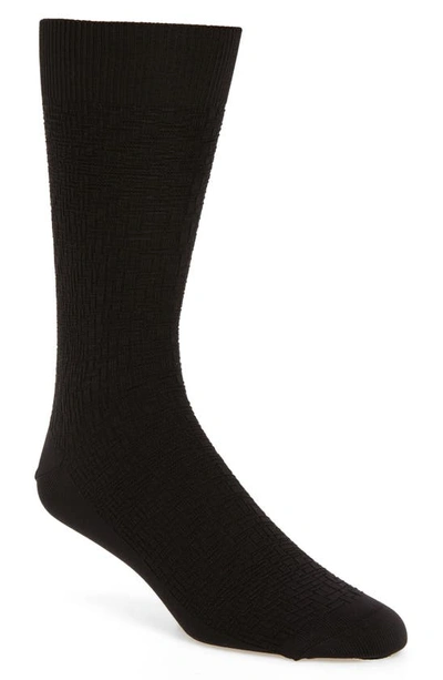 Shop Cole Haan Distorted Texture Crew Socks In Black