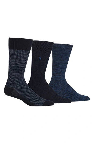 Shop Polo Ralph Lauren Assorted 3-pack Bird's Eye Socks In Navy