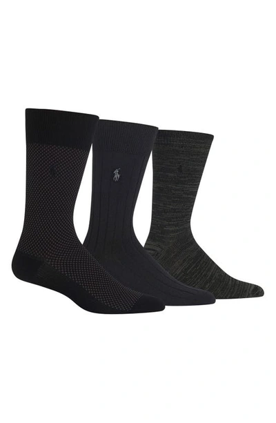 Shop Polo Ralph Lauren Assorted 3-pack Bird's Eye Socks In Black