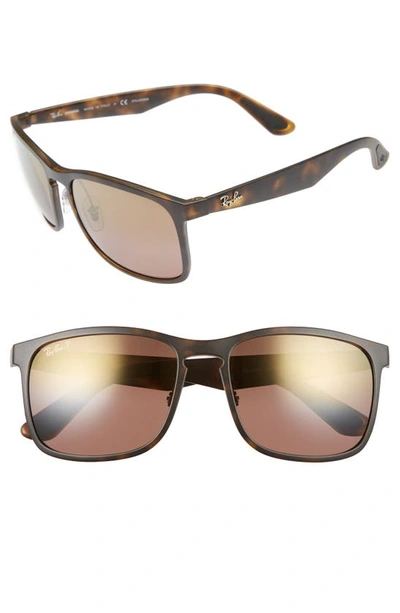Shop Ray Ban 58mm Chromance Sunglasses In Matte Havana/brown Mirror Gold