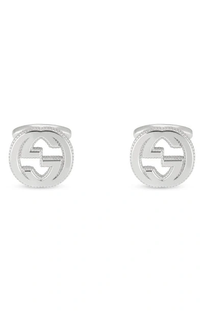 Shop Gucci Double-g Cuff Links In Sterling Silver