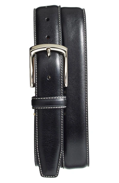 Shop Torino Burnished Leather Belt In Black