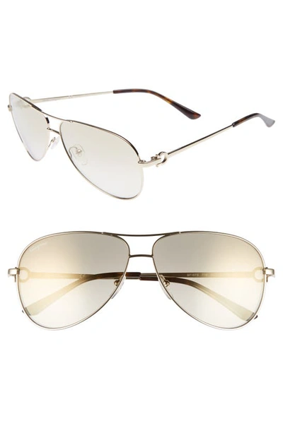 Shop Ferragamo Gancio 62mm Aviator Sunglasses In Shiny Gold