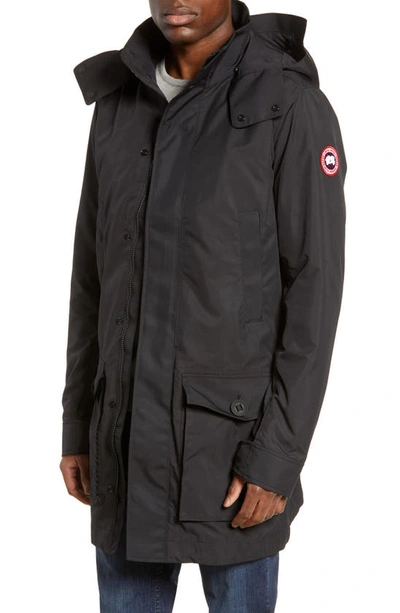 Shop Canada Goose Crew Trench Jacket With Removable Hood In Black