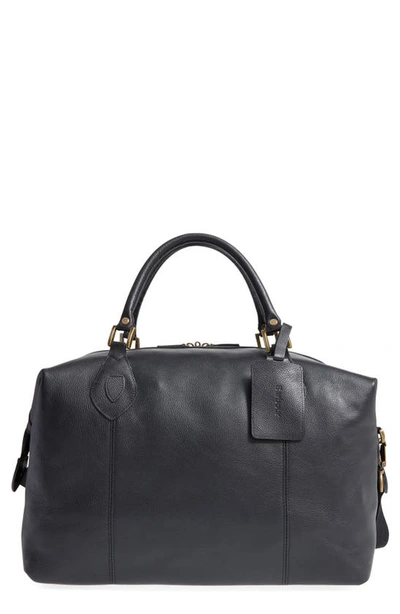 Shop Barbour Leather Duffle Bag In Black