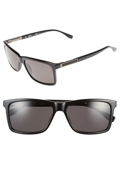 Shop Hugo Boss '0704ps' 57mm Polarized Sunglasses In Black/ Dark Ruthen/ Grey