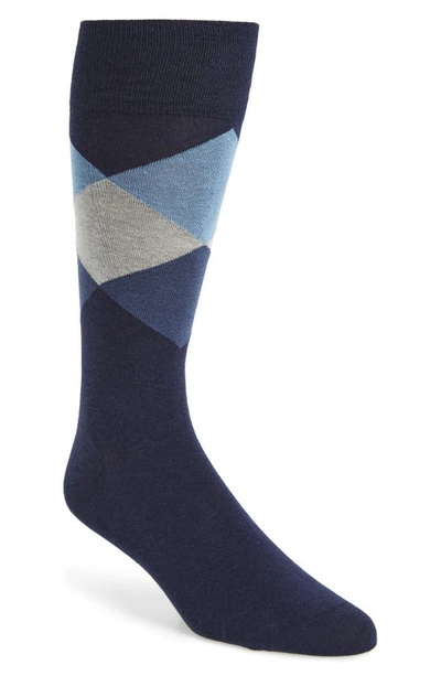 Shop Cole Haan Large Diamond Crew Socks In Marine Blue