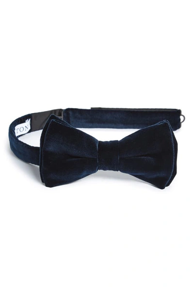 Shop Eton Velvet Bow Tie In Navy