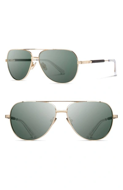 Shop Shwood 'redmond' 58mm Titanium & Wood Sunglasses In Gold/ Ebony/ Grey