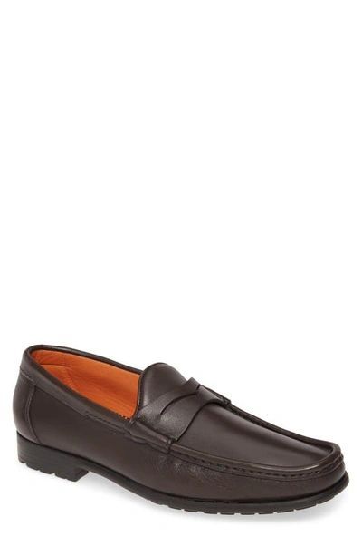 Shop Santoni Ascott Penny Loafer In Brown