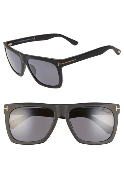 Shop Tom Ford Morgan 57mm Polarized Sunglasses In Matte Black/ Smoke