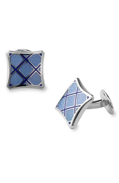 Shop David Donahue Sterling Silver Cuff Links In Blue