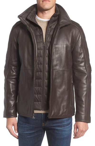 Shop Marc New York Hartz Leather Jacket With Quilted Bib In Espresso