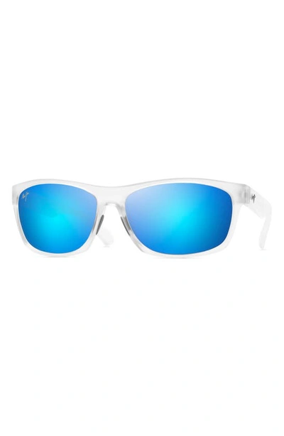 Shop Maui Jim Tumbleland 62mm Polarized Oversize Sunglasses In Matte Crystal