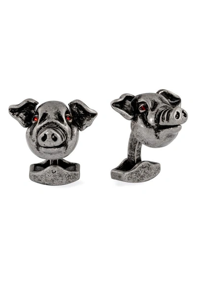 Shop Tateossian Mechanical Pig Cuff Links In Red
