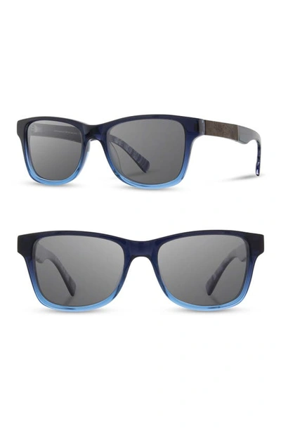 Shop Shwood 'canby' 54mm Acetate & Wood Sunglasses In Mariner Blue/ Elm/ Grey