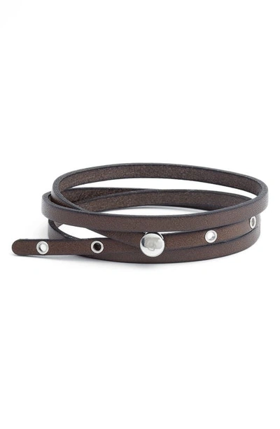 Shop Degs & Sal Leather Wrap Bracelet In Brown