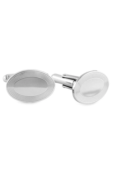 Shop David Donahue Oval Cuff Links In Silver Oval